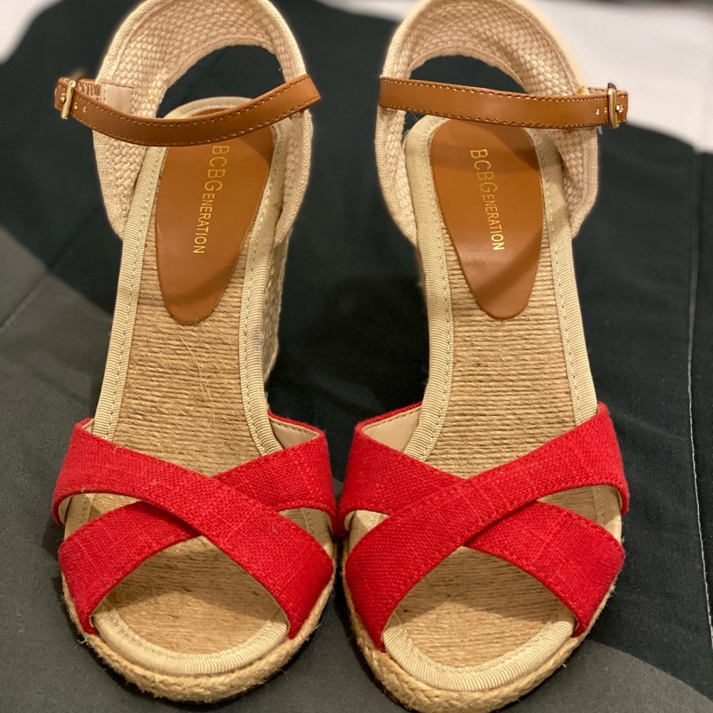 BCBGeneration Red Espadrille Wedge PlatformSandals
